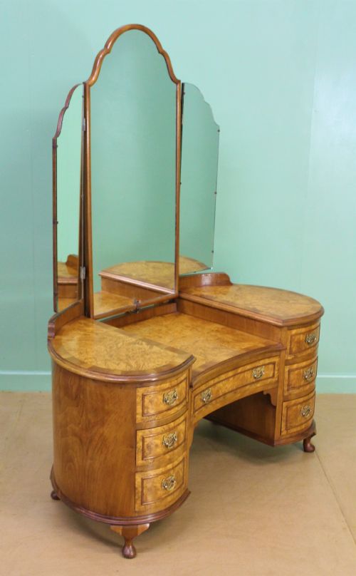 Burr Walnut Kidney Shaped Dressing Table