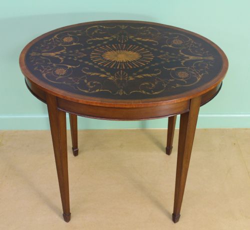 Inlaid Mahogany Oval Occasional Table
