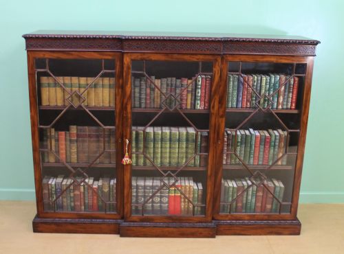 Victorian Break Fronted Glazed Mahogany Bookcase
