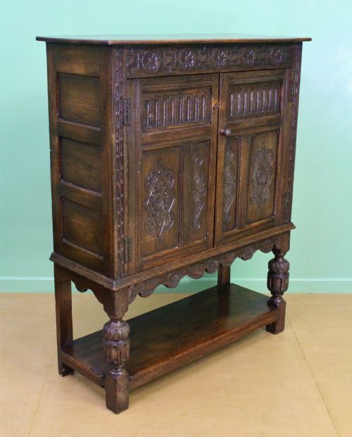 19th Century Carved Oak Cupboard