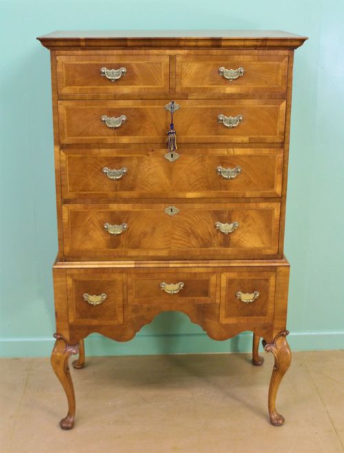 Burr Walnut Chest on Stand or Tallboy