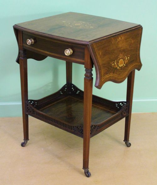 Late Victorian Inlaid Rosewood Flap Table