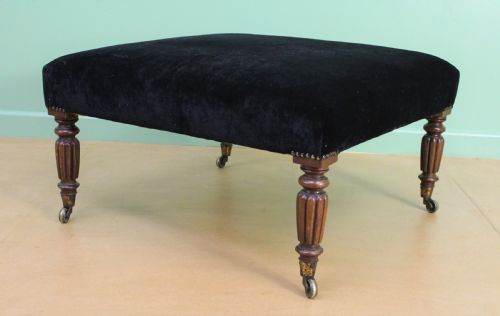 Large Victorian Upholstered Mahogany Stool