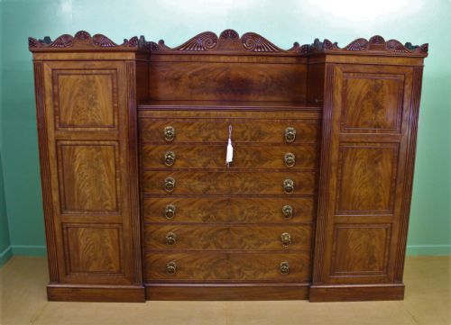 Regency Period Flame Mahogany Combination Wardrobe