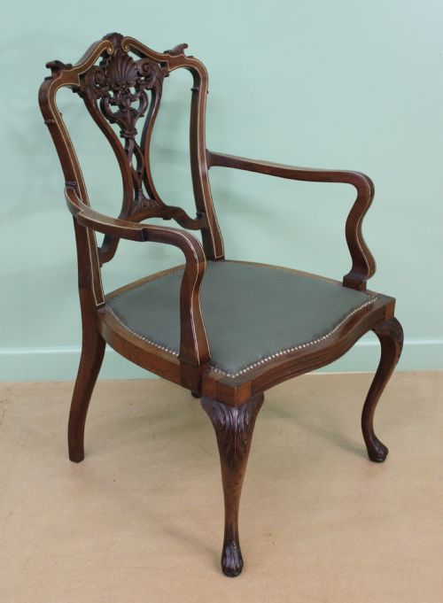 Victorian Inlaid Mahogany Armchair