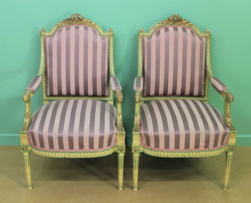 Pair of Upholstered French Armchairs