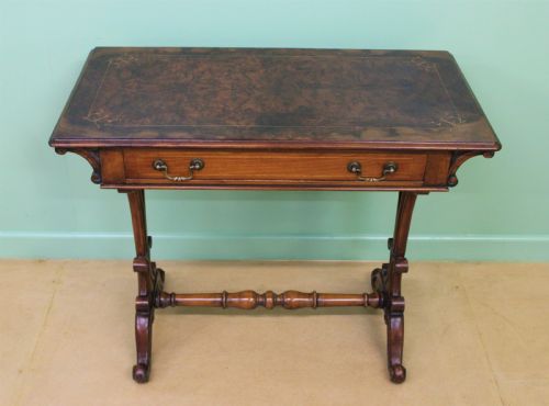 Victorian Inlaid Burr Walnut Side Table