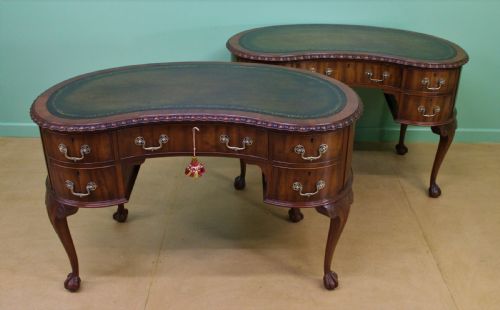 Rare Pair of Mahogany Kidney Writing Desks by Waring and Gillow