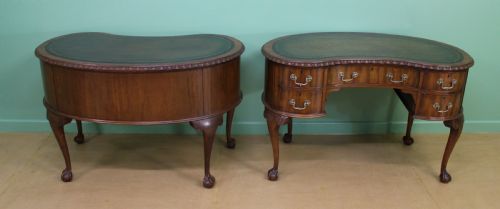 fig 1. Rare Pair of Mahogany Kidney Writing Desks by Waring and Gillow