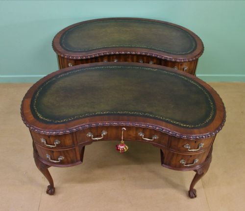 fig 2. Rare Pair of Mahogany Kidney Writing Desks by Waring and Gillow