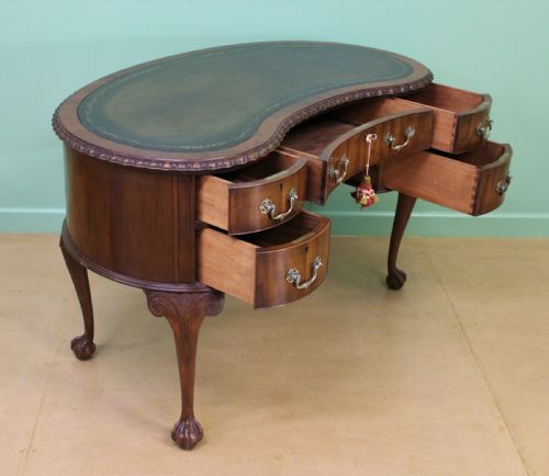 fig 3. Rare Pair of Mahogany Kidney Writing Desks by Waring and Gillow