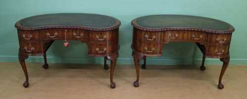 fig 5. Rare Pair of Mahogany Kidney Writing Desks by Waring and Gillow
