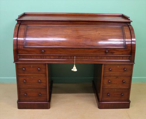 Large Victorian Mahogany Cylinder Desk