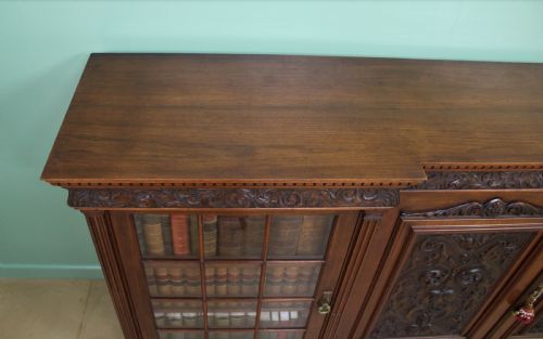 fig 3. Long Victorian Carved Walnut Bookcase by Maple and Co. 