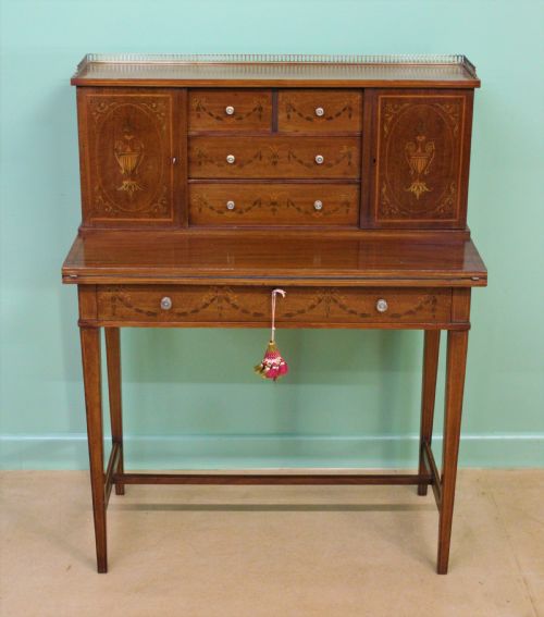 Inlaid Mahogany Bonheur Du Jour by Jas Shoolbred & Co