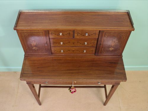 fig 1. Inlaid Mahogany Bonheur Du Jour by Jas Shoolbred & co