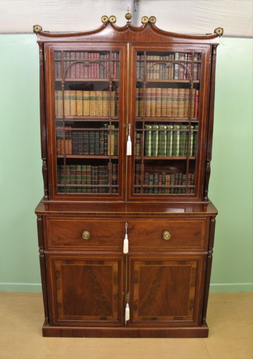 George IV Inlaid Mahogany Secretaire Bookcase