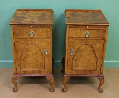 Pair of Burr Walnut Bedside Cabinets