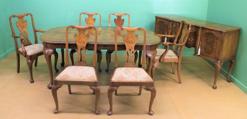 Burr Walnut Dining Suite by Maple and Co