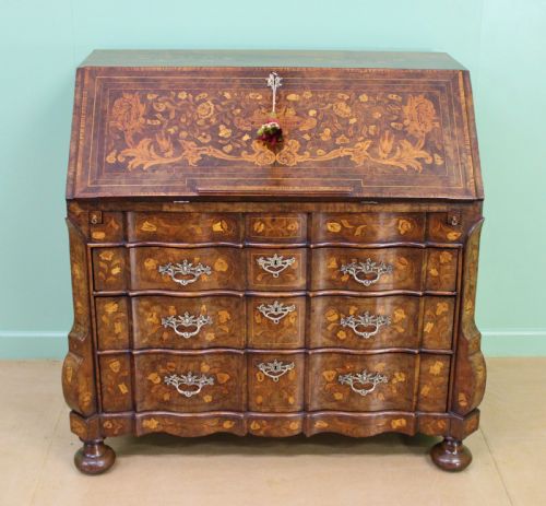 Late 18th C. Dutch Walnut Marquetry Bureau