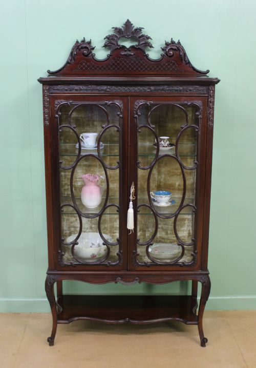 Maple and Co Carved Mahogany Display Cabinet