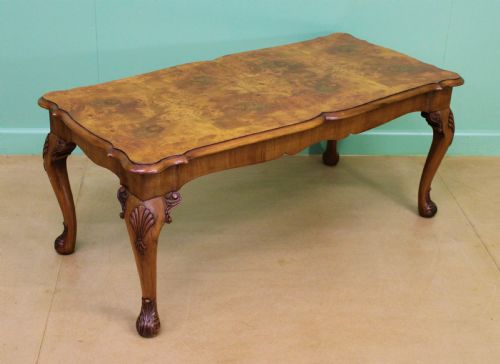 Queen Anne Style Burr Walnut Coffee Table