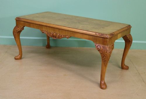 Queen Anne Style Burr Walnut Coffee Table