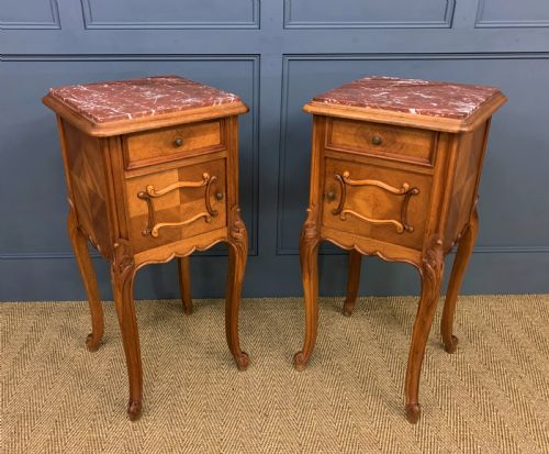 Pair of French Walnut Bedside Cupboards