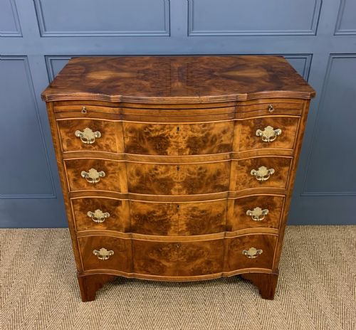 Burr Walnut Serpentine Chest of Drawers