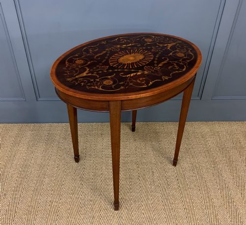 Inlaid Mahogany Oval Occasional Table