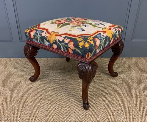 Victorian Walnut Cabriole Legged Stool