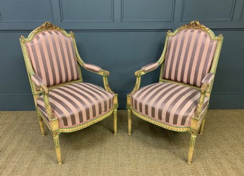 Pair of Upholstered French Armchairs