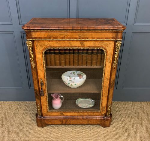 Victorian Inlaid Burr Walnut Pier Cabinet