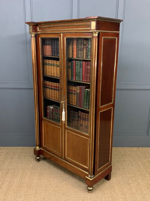 French Mahogany Brass Inlaid Bookcase