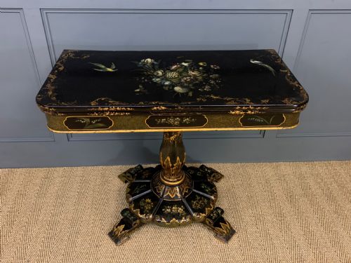 Victorian Japanned Lacquered Card Table