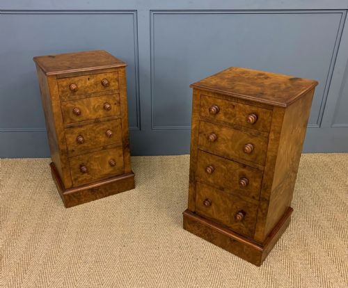 Pair of Victorian Burr Walnut Bedside Chests