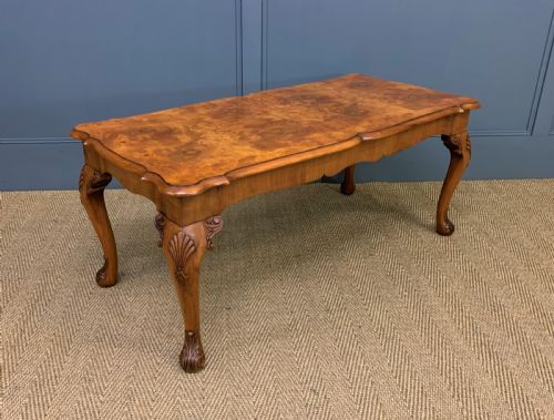 Queen Anne Style Burr Walnut Coffee Table