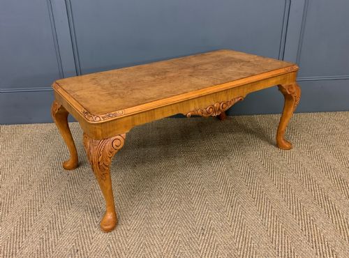 Queen Anne Style Burr Walnut Coffee Table