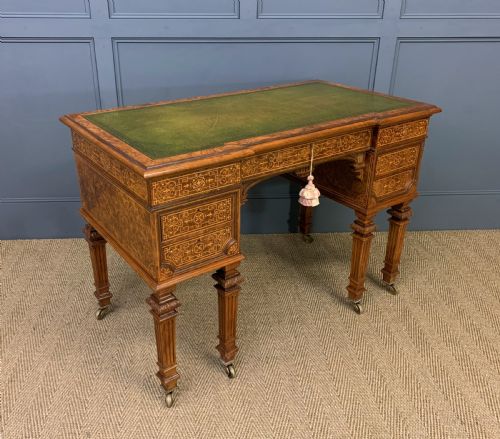 Johnstone and Jeanes Inlaid Burr Walnut Writing Table