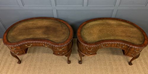 fig 2. Rare Pair of Mahogany Kidney Shaped Writing Desks by Waring and Gillow