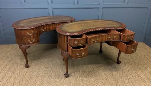 fig 4. Rare Pair of Mahogany Kidney Shaped Writing Desks by Waring and Gillow