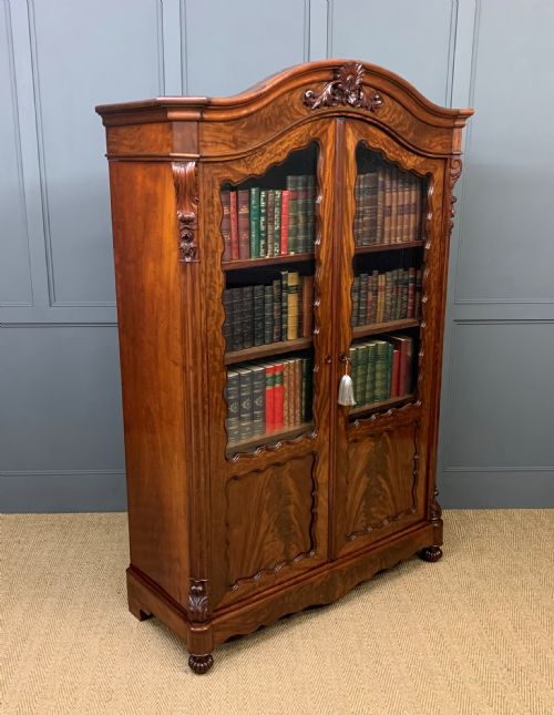 French 19th Century Flame Mahogany Bookcase