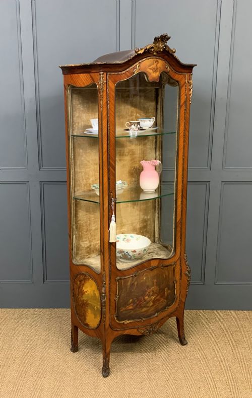 Vernis Martin Decorated French Kingwood Vitrine