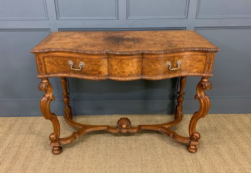 Burr Walnut Serpentine Fronted Console Table