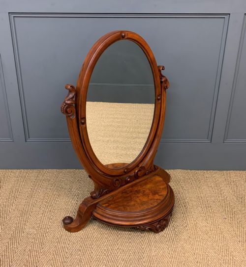 Victorian Burr Walnut Toilet Mirror