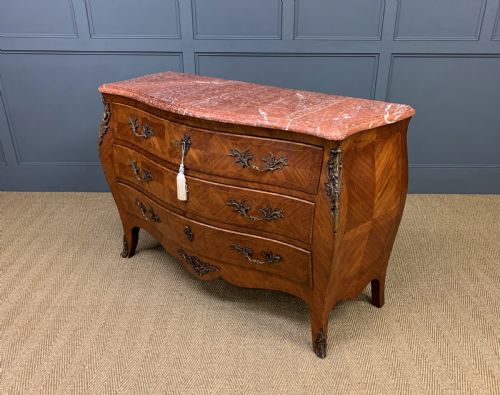 Large French Kingwood Marble Topped Commode