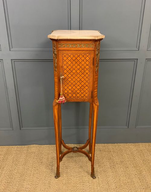 French Marble Topped Satinwood Cabinet
