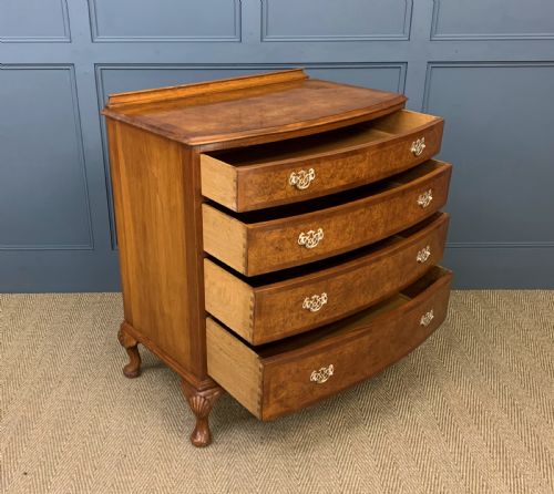 fig 3. Bow Fronted Burr Walnut Chest by Maple and Co