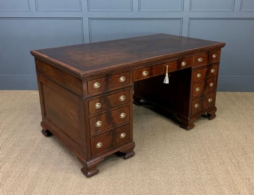 Flame Mahogany Pedestal Desk by Maple and Co