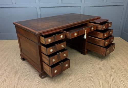 fig 3. Flame Mahogany Pedestal Desk by Maple and Co